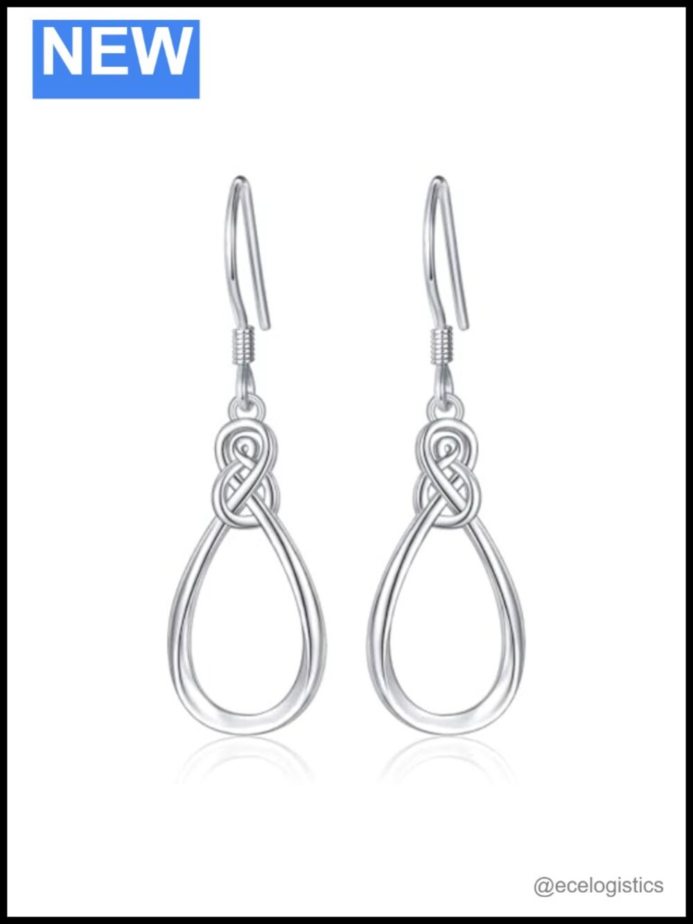 925 Sterling Silver Dangle Drop Earrings Infinity Knot Twist